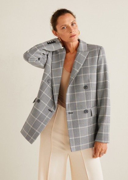 MANGO Check Structured blazer in Grey / checked jackets