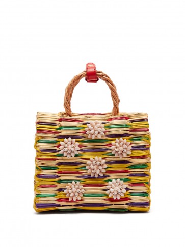 HEIMAT ATLANTICA Chito seashell-embellished basket bag. MINI STRAW BAGS
