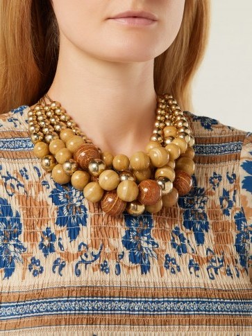 ROSANTICA BY MICHELA PANERO Cicala layered wooden-bead necklace ~ beaded statement jewellery - flipped