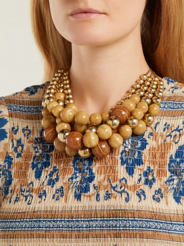 ROSANTICA BY MICHELA PANERO Cicala layered wooden-bead necklace ~ beaded statement jewellery