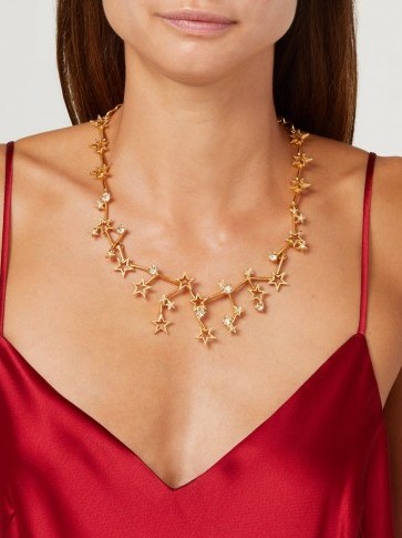 OSCAR DE LA RENTA Constellation crystal-embellished necklace ~ celestial statement jewellery - flipped