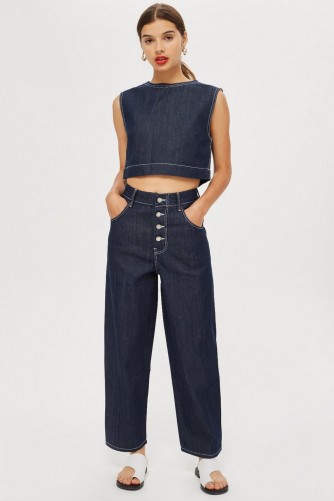 Topshop Boutique Contrast Stitch Jeans in Indigo | dark blue denim