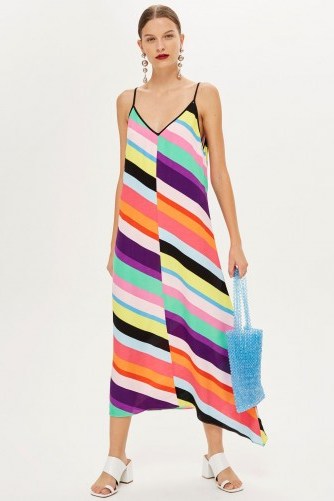 Topshop Contrast Stripe Slip Dress | multicoloured summer cami frock - flipped