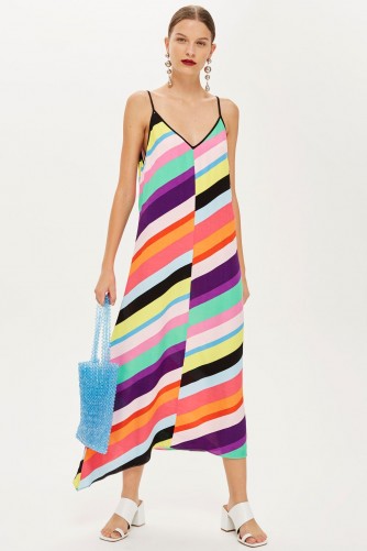 Topshop Contrast Stripe Slip Dress | multicoloured summer cami frock