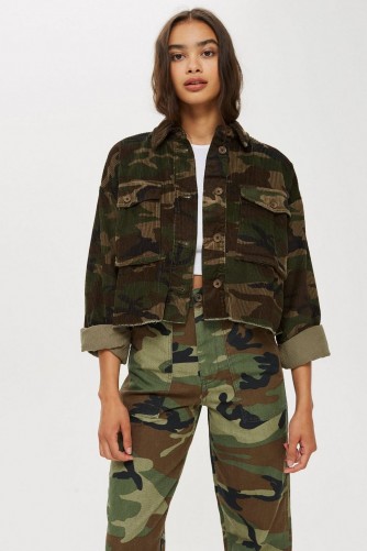 TOPSHOP Cord Camouflage Shacket / camouflage corduroy shackets