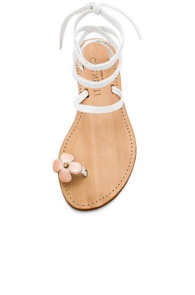 CoRNETTI FILICUDI SANDAL in White and Rose Gold | strappy summer floral flats - flipped