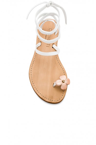 CoRNETTI FILICUDI SANDAL in White and Rose Gold | strappy summer floral flats