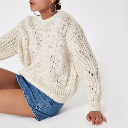 River Island Cream chunky knit jumper | oversized neutral knits - flipped