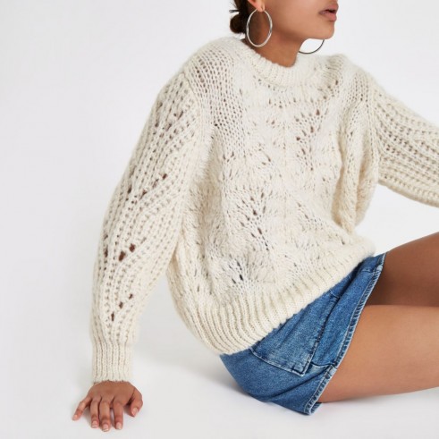 River Island Cream chunky knit jumper | oversized neutral knits