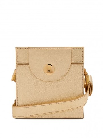 HILLIER BARTLEY Gold Cube leather clutch ~ small metallic bags - flipped