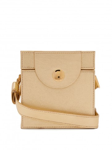 HILLIER BARTLEY Gold Cube leather clutch ~ small metallic bags