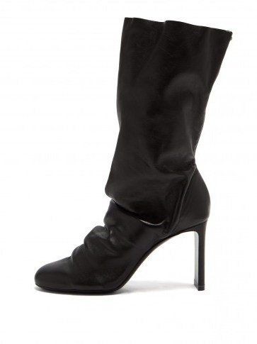 NICHOLAS KIRKWOOD D’arcy black nappa leather ankle boots ~ slouchy front ~ thin block heeled boot - flipped