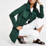 River Island Dark green faux suede longline trench jacket | autumn colours