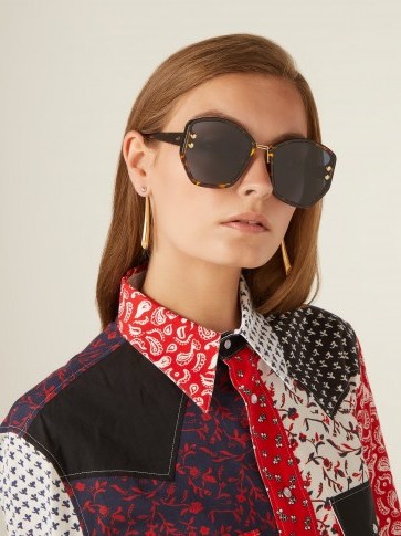 DIOR EYEWEAR DiorAddict2 brown tortoiseshell acetate sunglasses ~ big bold sunnies - flipped