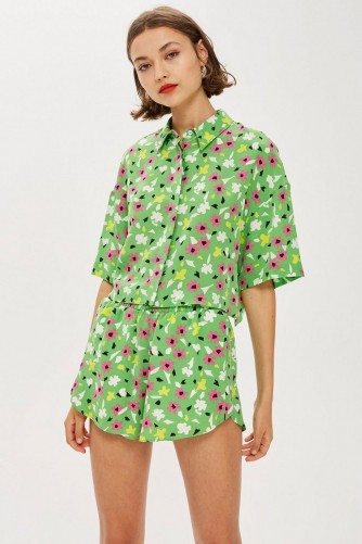 Topshop Ditsy Print Shirt in Green by Boutique | retro floral prints