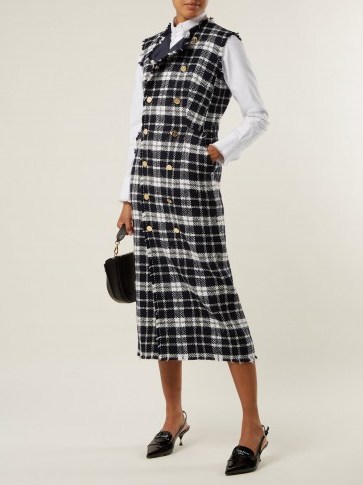 THOM BROWNE Double-breasted tweed dress ~ chic checks - flipped