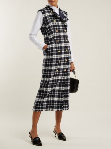 THOM BROWNE Double-breasted tweed dress ~ chic checks