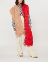 DRIES VAN NOTEN Colourblocked faux-fur scarf – luxe winter accessory – shaggy scarves