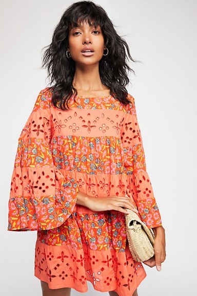 FREE PEOPLE Electric Daisy Co-Ord Spicy Orange / floral summer mini dress