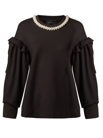 SIMONE ROCHA Faux pearl-embellishment jersey sweatshirt ~ casual luxe - flipped