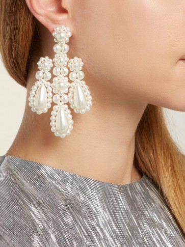 SIMONE ROCHA Faux-pearl and metal chandelier earrings ~ statement style jewellery