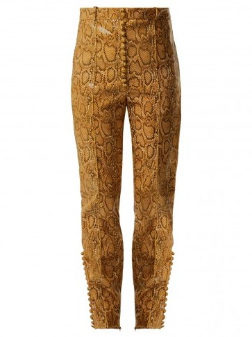 HILLIER BARTLEY Faux-python slim-leg trousers – brown & beige animal prints - flipped