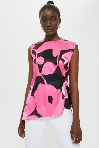 TOPSHOP Floral Cut Out Top by Boutique in Pink / bold prints - flipped