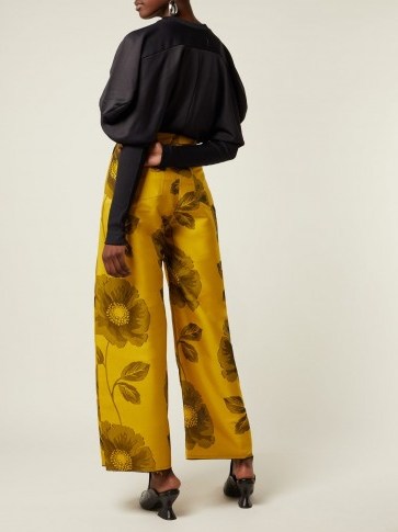 MARQUES’ALMEIDA Yellow Floral jacquard wide-leg trousers ~ beautiful A-line pants ~ luxe fabric - flipped