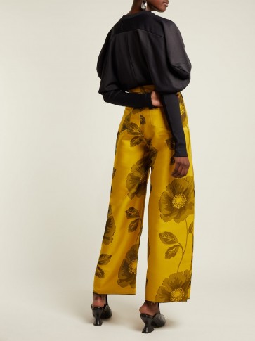 MARQUES’ALMEIDA Yellow Floral jacquard wide-leg trousers ~ beautiful A-line pants ~ luxe fabric