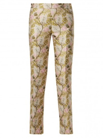 GIAMBATTISTA VALLI Floral-jacquard kick-flare trousers ~ luxe pants - flipped