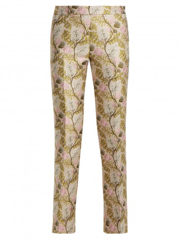 GIAMBATTISTA VALLI Floral-jacquard kick-flare trousers ~ luxe pants