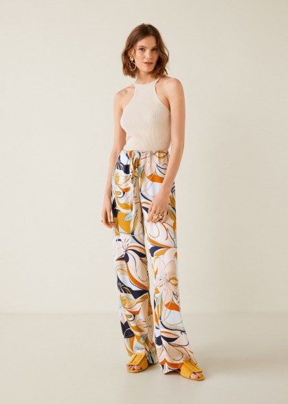 Mango Flower print trousers – floral silk pants - flipped