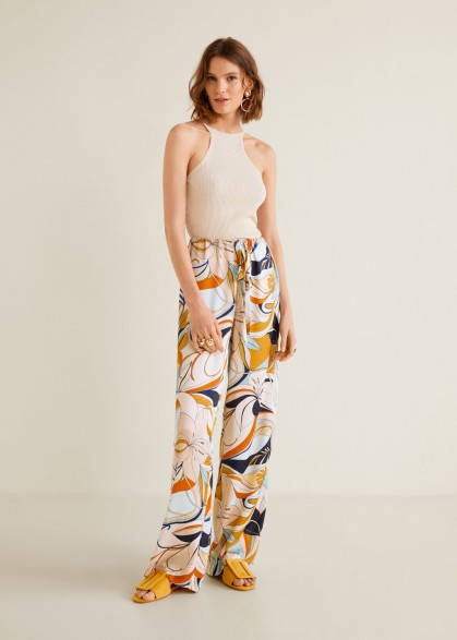 Mango Flower print trousers – floral silk pants