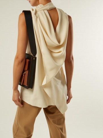 JIL SANDER Fonte draped crepe top in cream | chic style - flipped