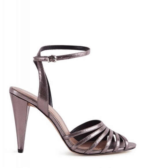 REISS GARBO METALLIC STRAPPY HIGH HEELED SANDALS METALLIC ~ glamorous cone shaped heels