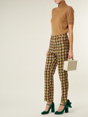 ROCHAS Geometric-print wool-blend trousers ~ green retro pants - flipped