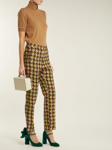 ROCHAS Geometric-print wool-blend trousers ~ green retro pants
