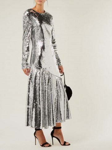 RACIL Gilda silver sequin-embellished dress ~ glamorous metallic event wear - flipped