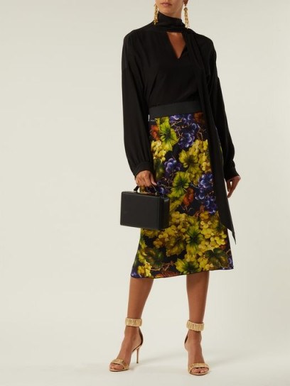 DOLCE & GABBANA Grape-print cady midi skirt ~ beautiful Italian clothing - flipped