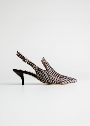 & other stories Houndstooth Slingback Kitten Heels / check print pumps