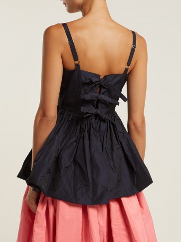 MOLLY GODDARD Imogen gathered taffeta top ~ bow back detail ~ fit and flare
