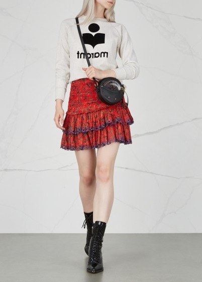 ISABEL MARANT ÉTOILE Naomi printed red cotton mini skirt ~ boho style clothing - flipped