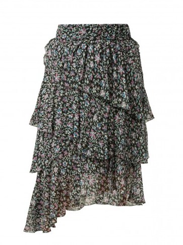 ISABEL MARANT ÉTOILE Jeezon floral-print asymmetric crepe skirt ~ feminine boho style - flipped