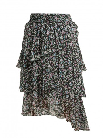 ISABEL MARANT ÉTOILE Jeezon floral-print asymmetric crepe skirt ~ feminine boho style