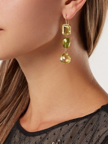 BRIGID BLANCO 18kt gold, citrine & peridot earrings ~ green and yellow drops - flipped