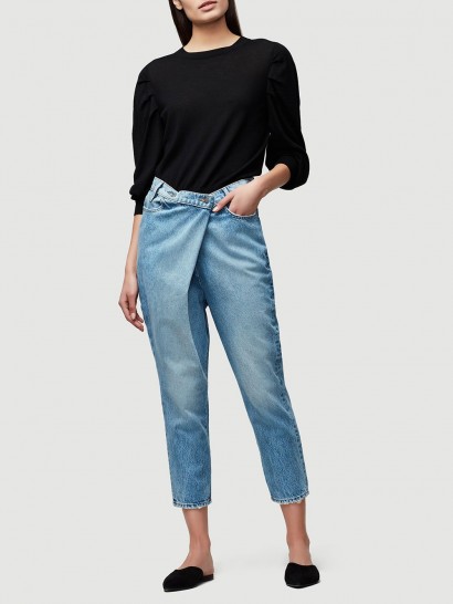 FRAME Le Overlap Jean in Jett | front wrap style crop leg jeans