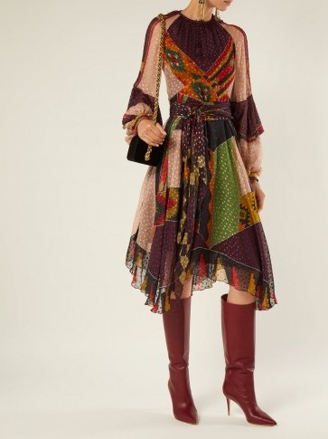 ETRO Lea fil-coupé patchwork handkerchief hemline midi dress ~ beautiful 70s vintage look - flipped