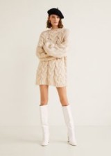 MANGO Leather high-leg boots in White / retro look