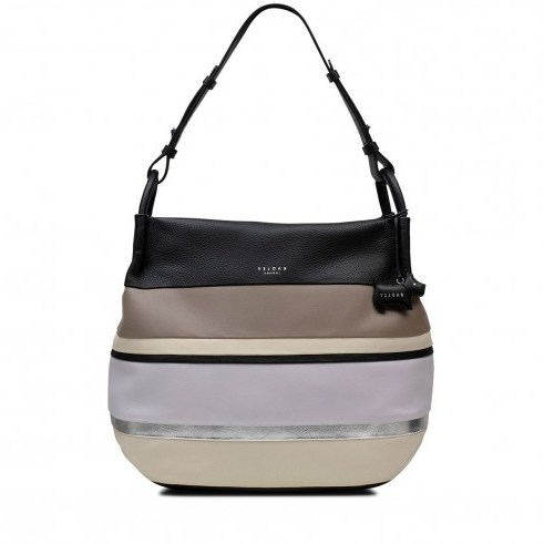 RADLEY CHARTWELL MEDIUM ZIP-TOP HOBO BAG / striped leather handbags - flipped
