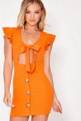 IN THE STYLE LELE ORANGE TIE FRONT BUTTON DOWN DRESS ~ cut out dresses